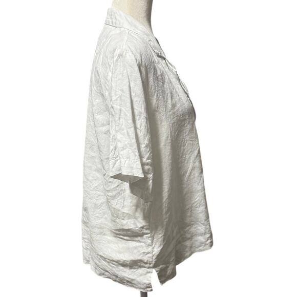 Quince 100% Linen Short Sleeve Button-Up Shirt in White – Size L - Picture 2 of 6